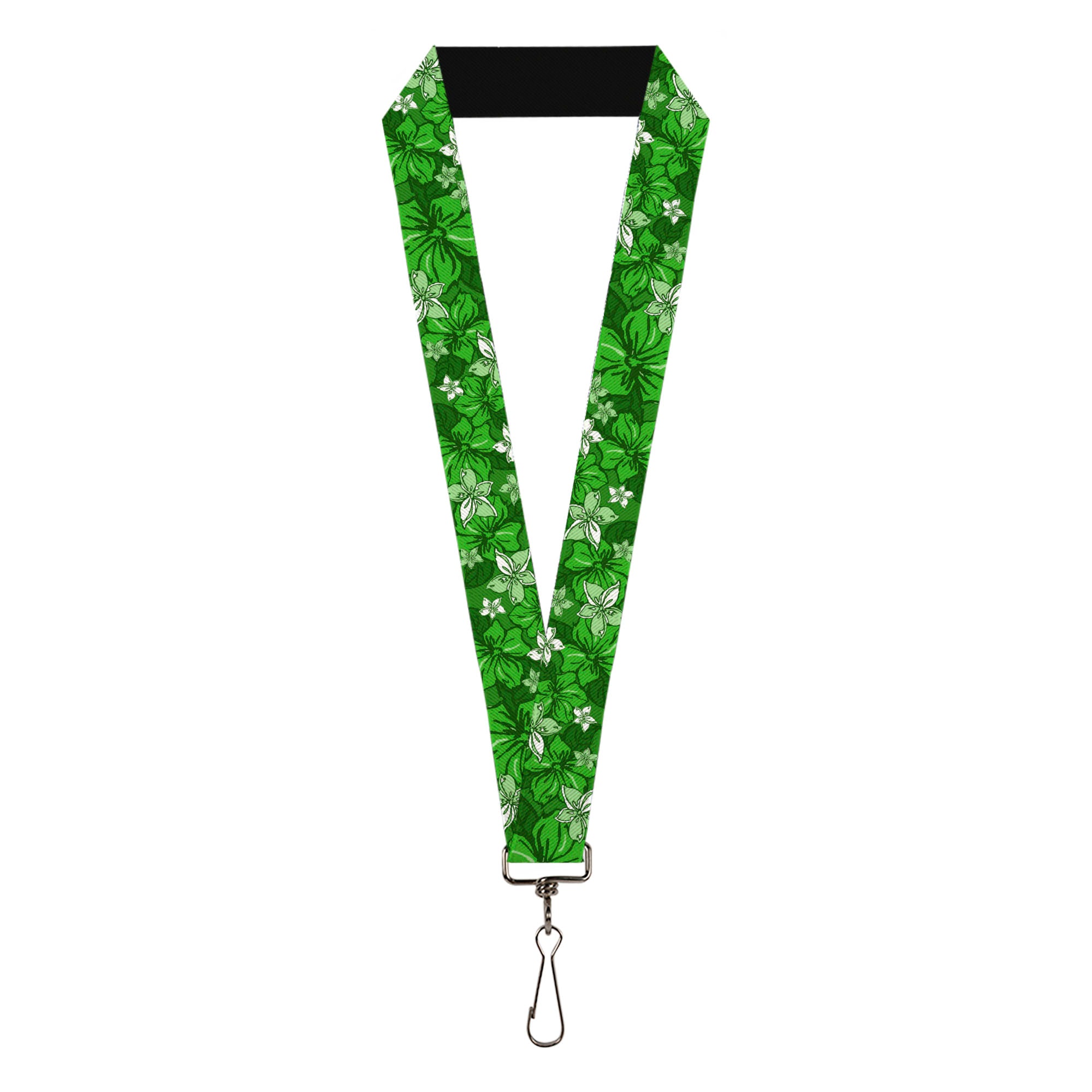 Lanyard - 1.0" - Hibiscus Collage Green Shades Lanyards Buckle-Down
