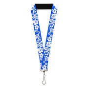 Lanyard - 1.0" - Hibiscus Blue White Lanyards Buckle-Down