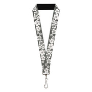 Lanyard - 1.0" - Hibiscus Gray White Lanyards Buckle-Down