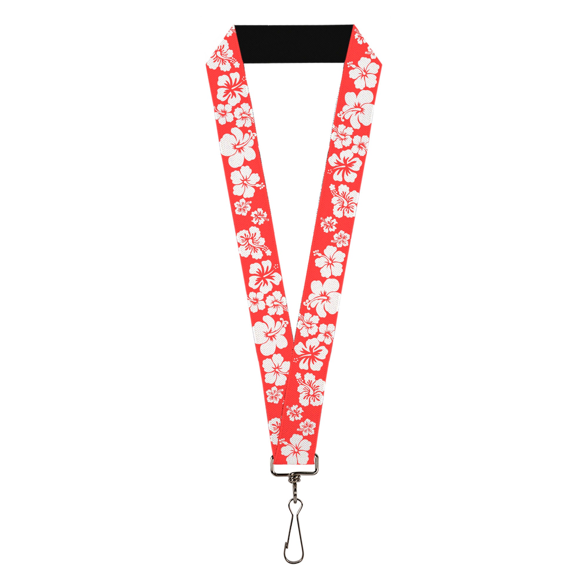 Lanyard - 1.0" - Hibiscus Light Red White Lanyards Buckle-Down