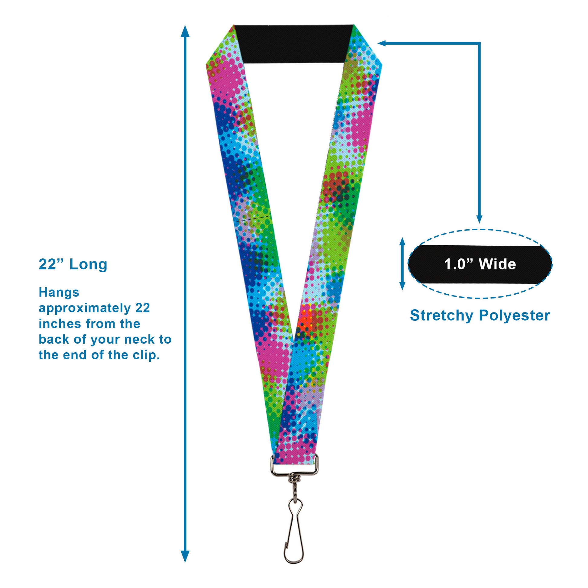 Lanyard - 1.0" - Halftone Dots Light Blue Blues Greens Pinks Lanyards Buckle-Down