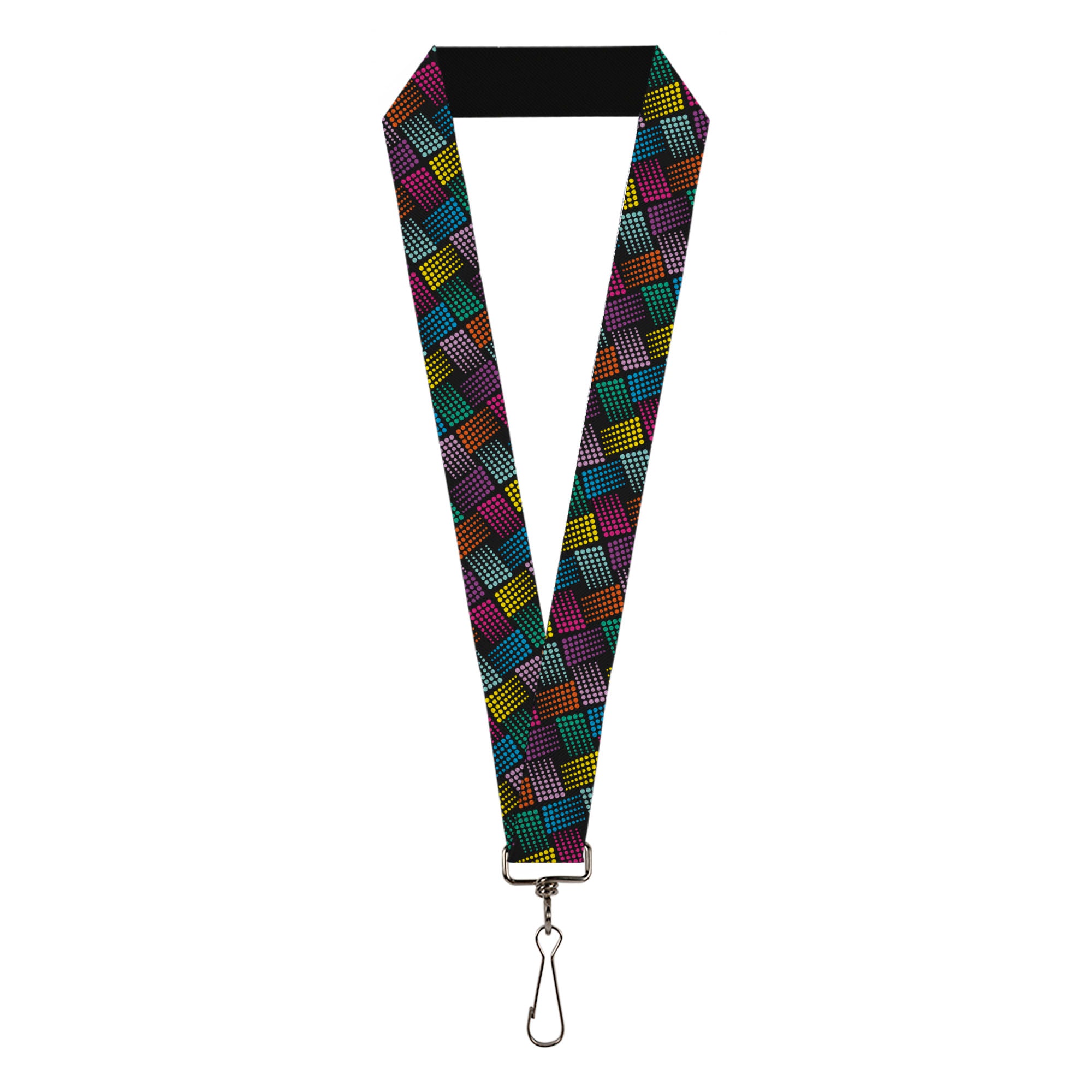 Lanyard - 1.0" - Halftone Blocks Charcoal Pinks Greens Orange Yellow Lanyards Buckle-Down