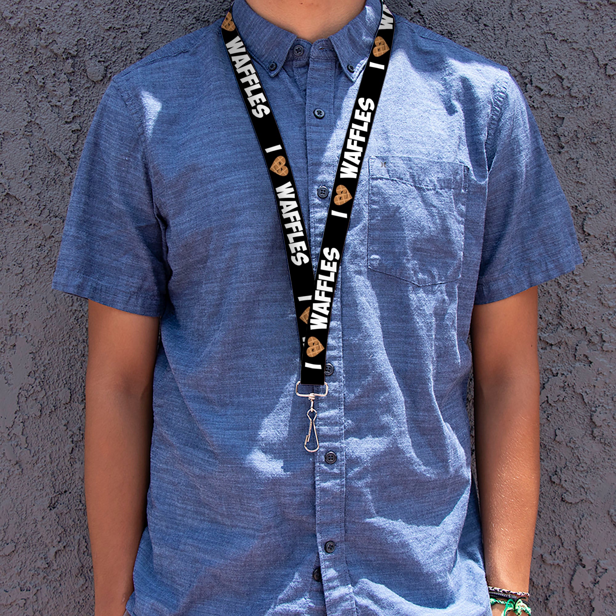 Lanyard - 1.0" - I Heart Waffles Text Lanyards Buckle-Down