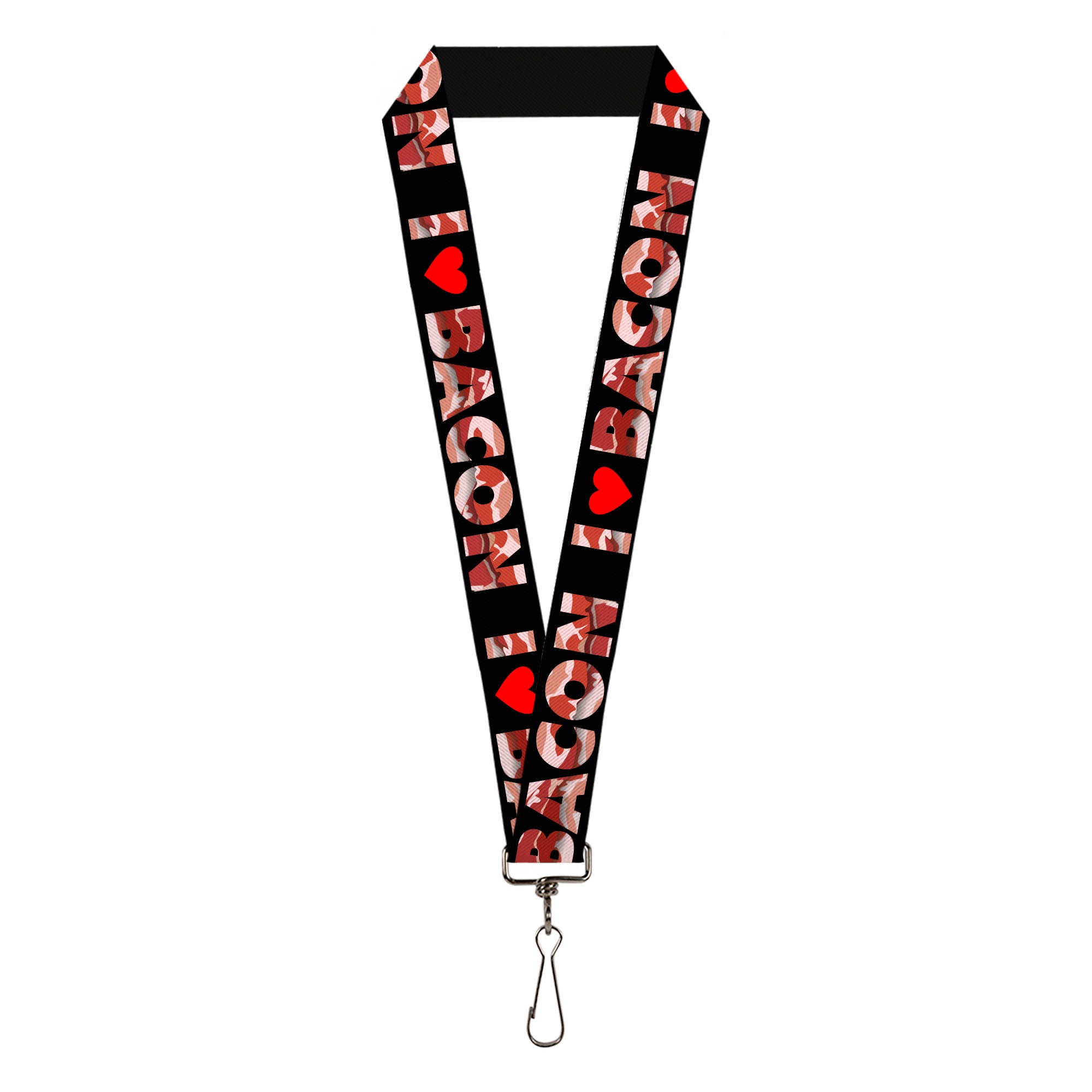 Lanyard - 1.0" - I "Heart" BACON Black Bacon Lanyards Buckle-Down