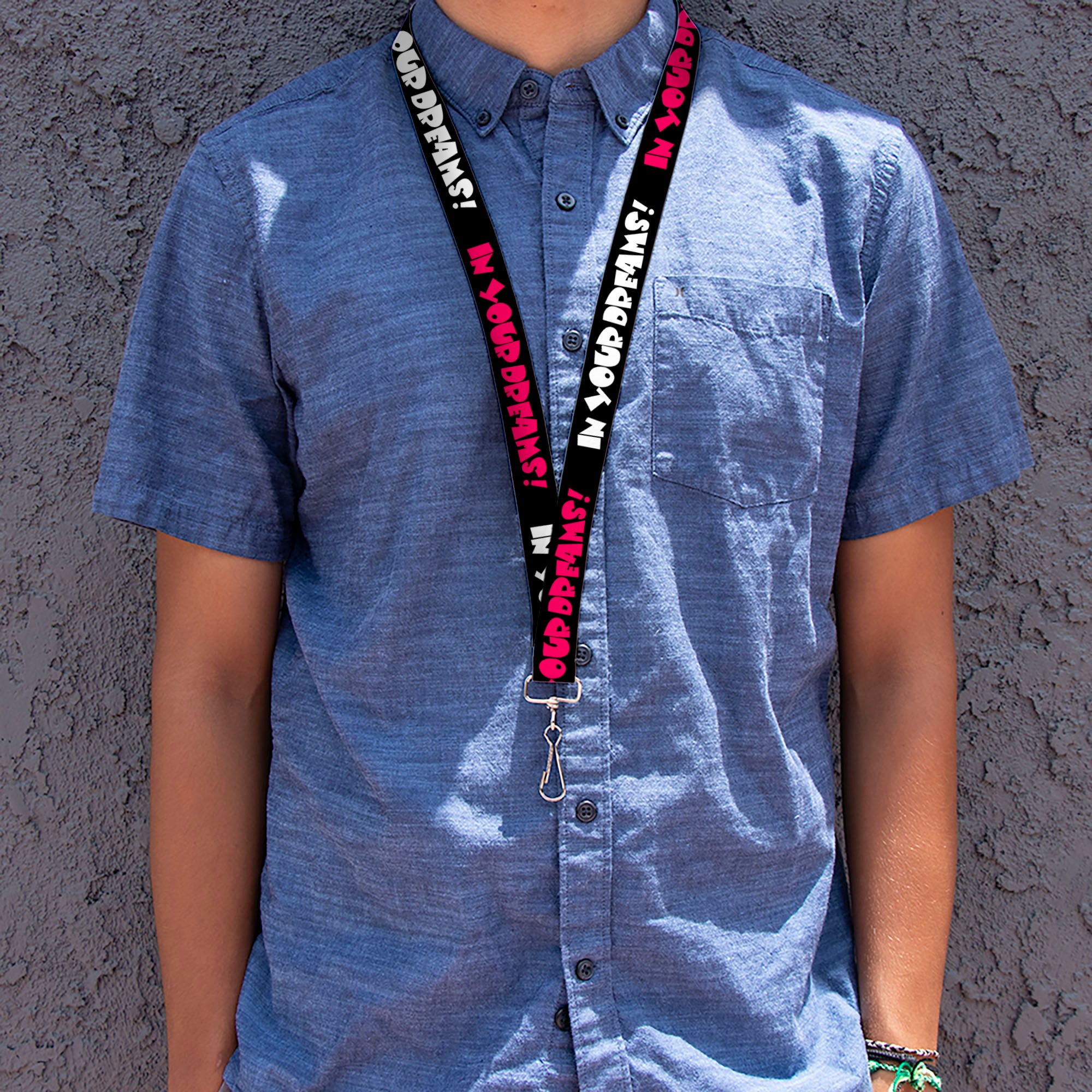 Lanyard - 1.0" - IN YOUR DREAMS! Black White Pink Lanyards Buckle-Down