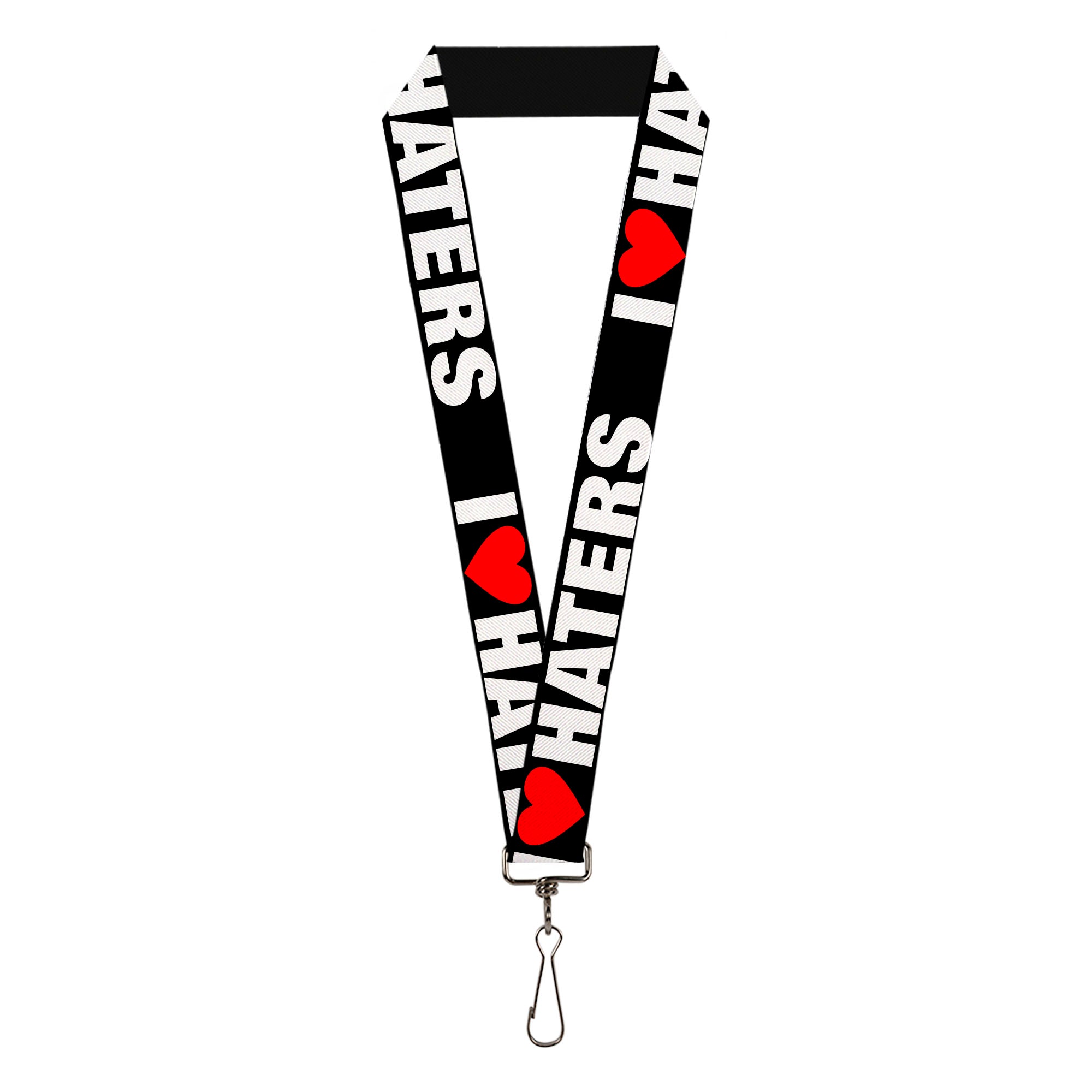 Lanyard - 1.0" - I "HEART" HATERS Black White Red Lanyards Buckle-Down