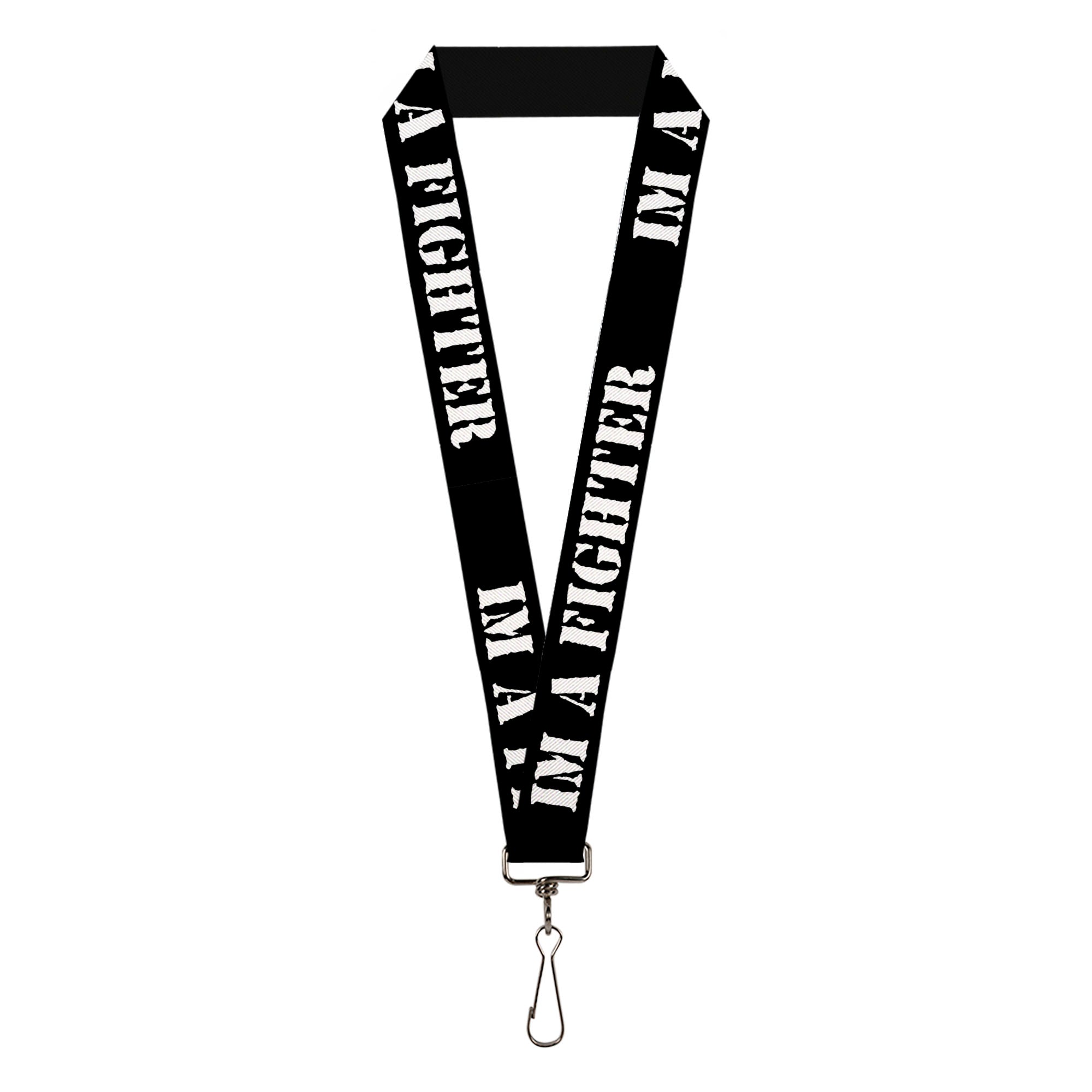 Lanyard - 1.0" - I'M A FIGHTER Black White Lanyards Buckle-Down