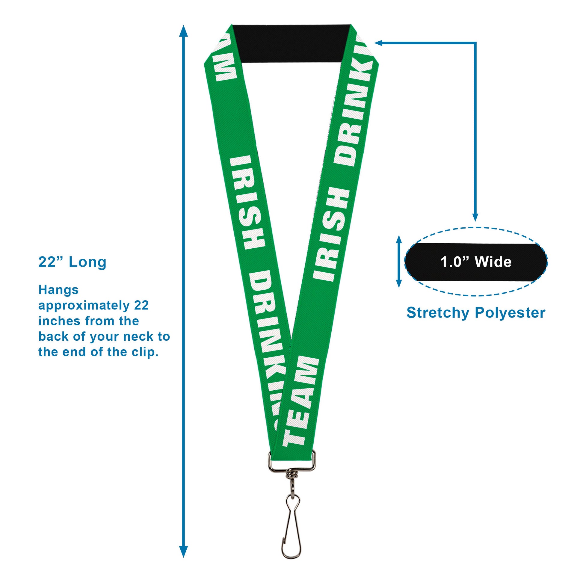 Buckle-Down Lanyard - IRISH DRINKING TEAM Green/White Lanyards Buckle-Down