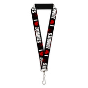 Lanyard - 1.0" - I "HEART" ZOMBIES Black White Red Splatter Lanyards Buckle-Down
