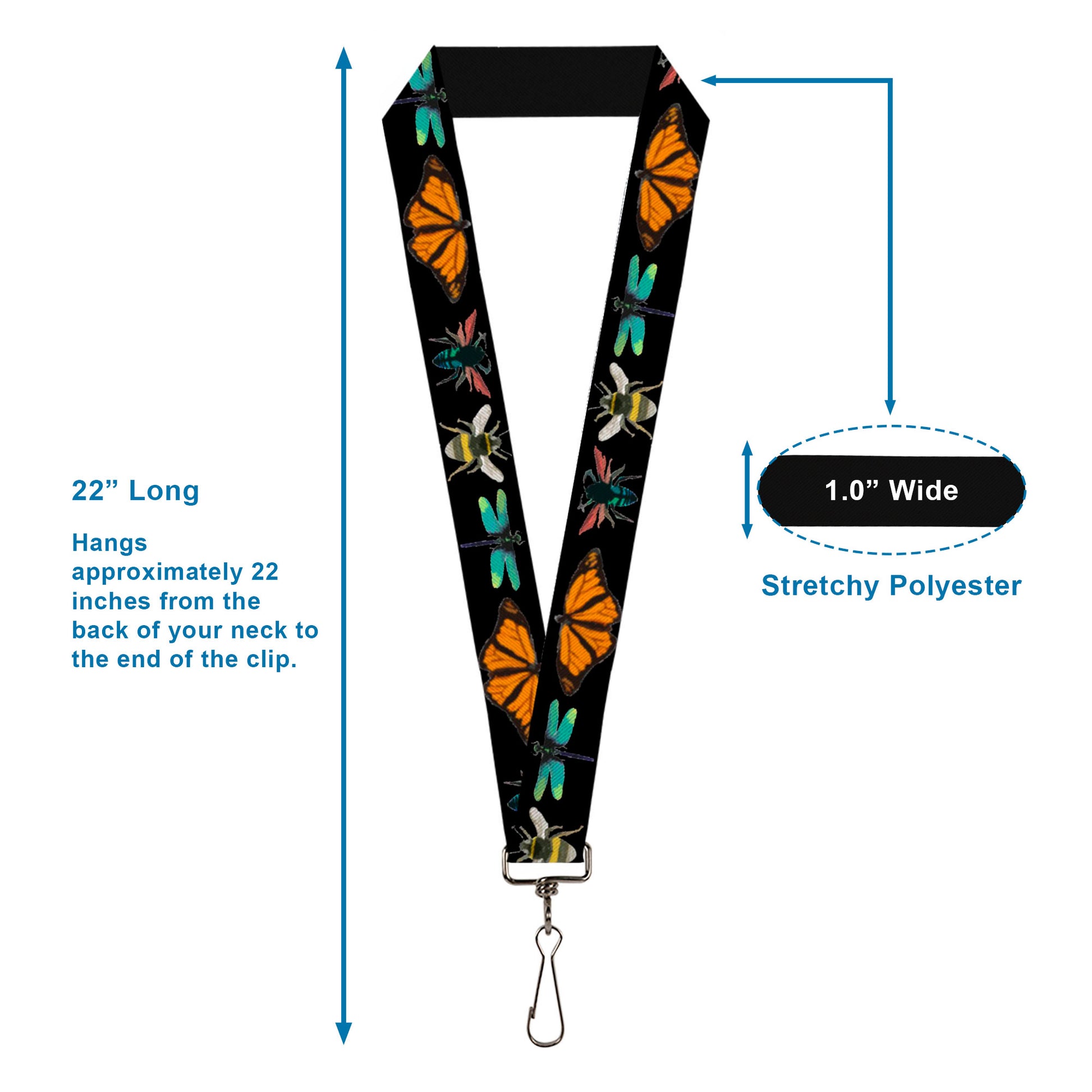 Lanyard - 1.0" - Insects CLOSE-UP Black Lanyards Buckle-Down