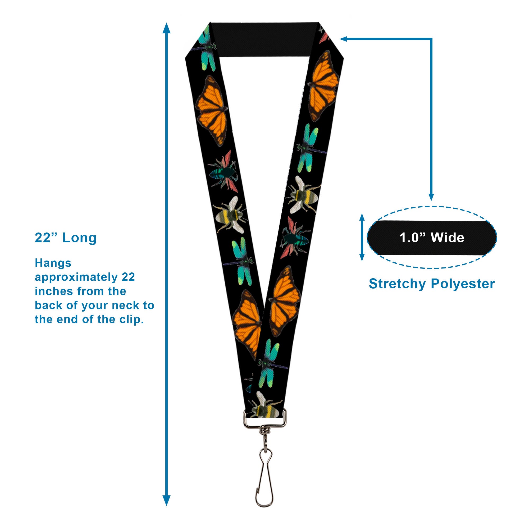 Lanyard - 1.0" - Insects CLOSE-UP Black Lanyards Buckle-Down