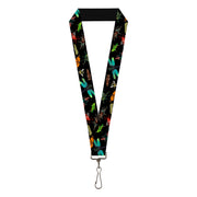 Lanyard - 1.0" - Insects Scattered CLOSE-UP Black Lanyards Buckle-Down