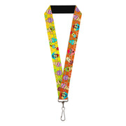 Lanyard - 1.0" - Ice Cream Cone & Popsicle Expressions Squares Multi Color Lanyards Buckle-Down