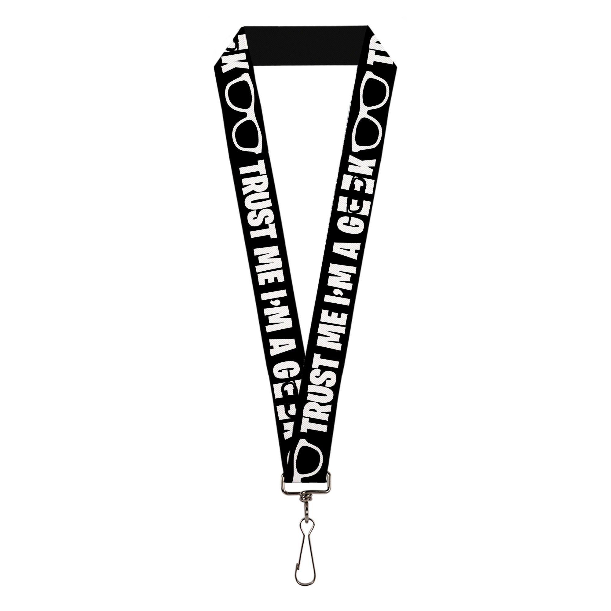 Lanyard - 1.0" - I'M A GEEK Glasses Black White Lanyards Buckle-Down