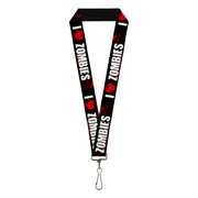 Lanyard - 1.0" - I "Heart" ZOMBIES Bold Splatter Black White Red Lanyards Buckle-Down