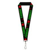 Lanyard - 1.0" - I "Heart" ZOMBIES Bold Splatter Black Green Red Lanyards Buckle-Down