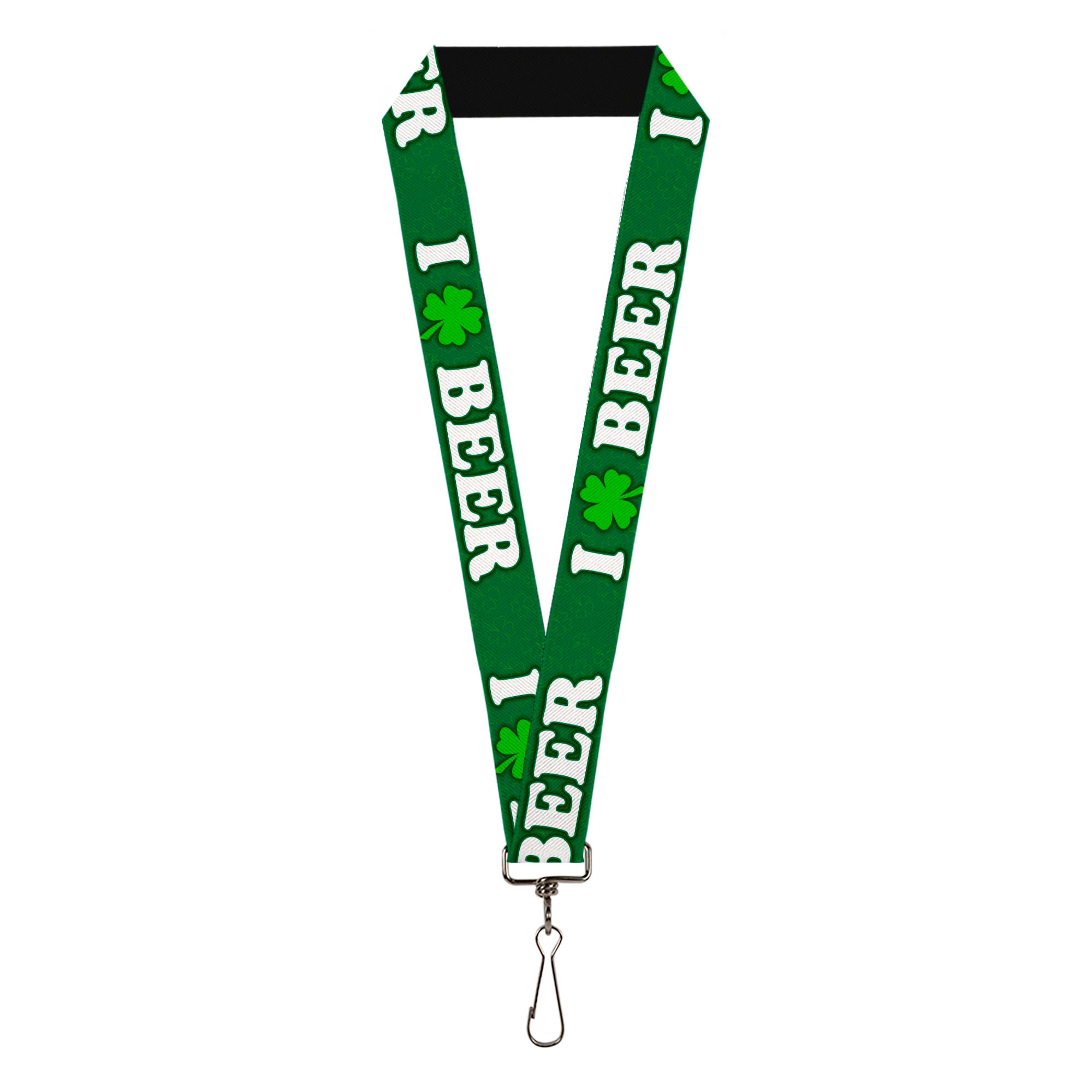 Buckle-Down Lanyard - I "Clover" BEER/Clover Outlines Greens/White Lanyards Buckle-Down