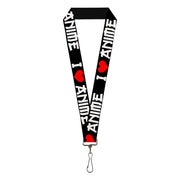 Lanyard - 1.0" - I "Heart" ANIME Bold Black White Red Lanyards Buckle-Down