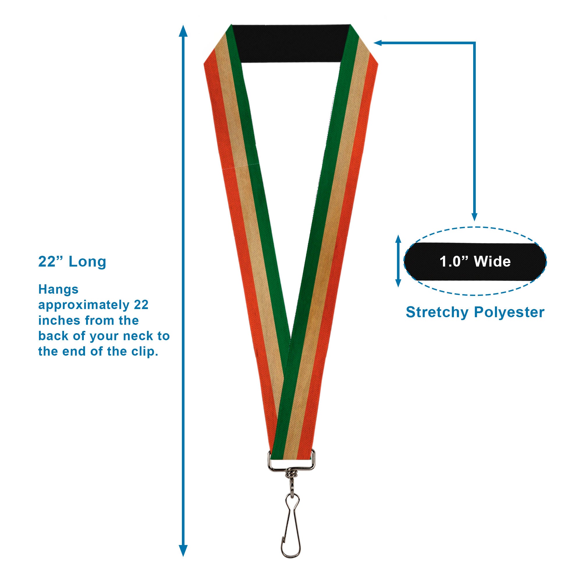 Lanyard - 1.0" - Ireland Flag Stripes Distressed Lanyards Buckle-Down