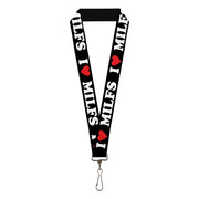 Lanyard - 1.0" - I "HEART" MILFS Black/White/Red Lanyards Buckle-Down