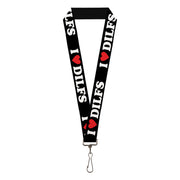 Lanyard - 1.0" - I "HEART" DILFS Black/White/Red Lanyards Buckle-Down