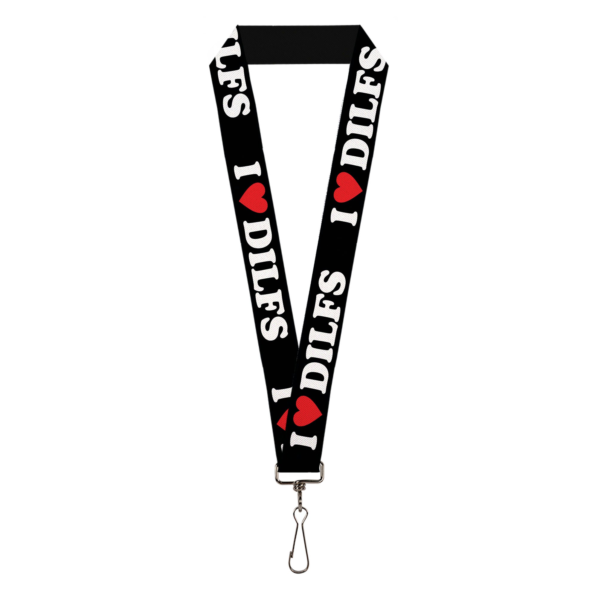 Lanyard - 1.0" - I "HEART" DILFS Black/White/Red Lanyards Buckle-Down