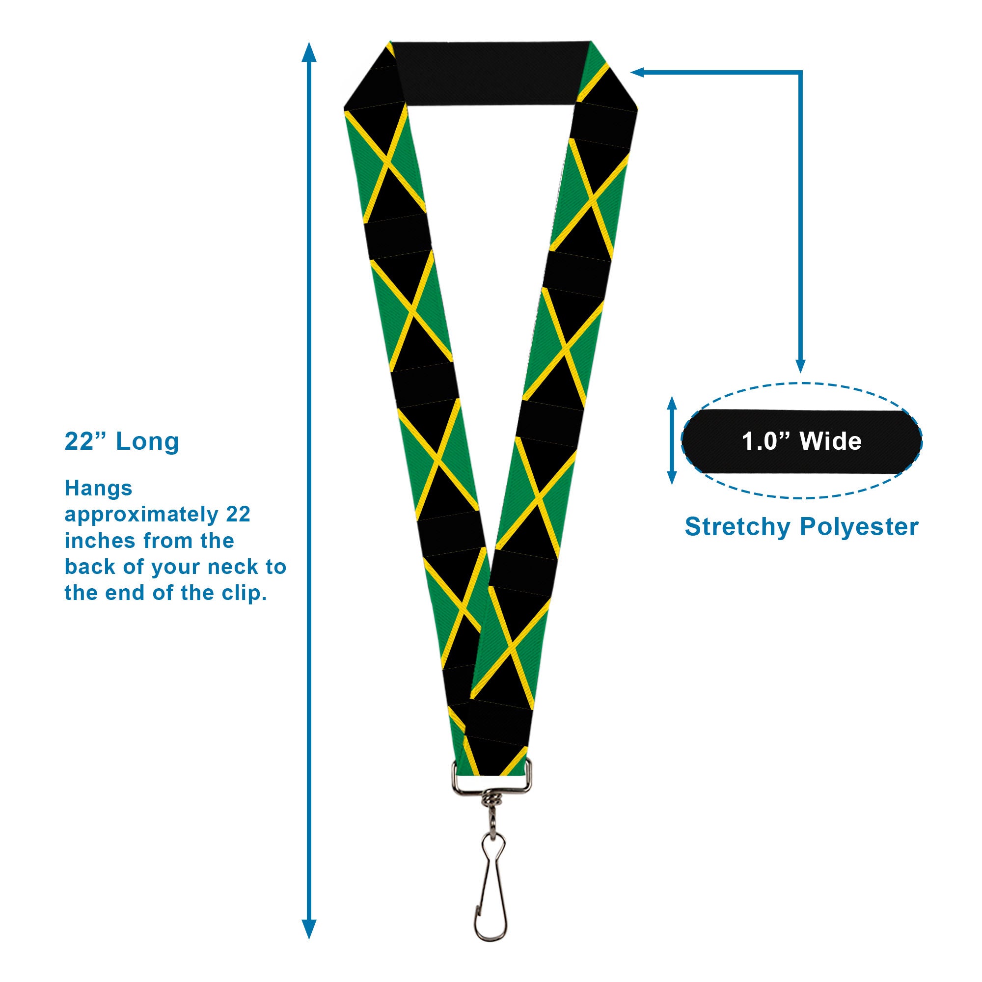 Lanyard - 1.0" - Jamaica Flags Lanyards Buckle-Down