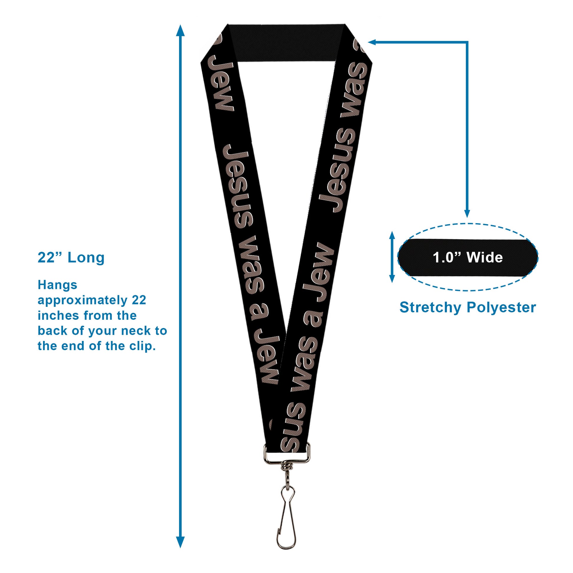 Buckle-Down Lanyard - JESUS WAS A JEW Black/Gray Lanyards Buckle-Down