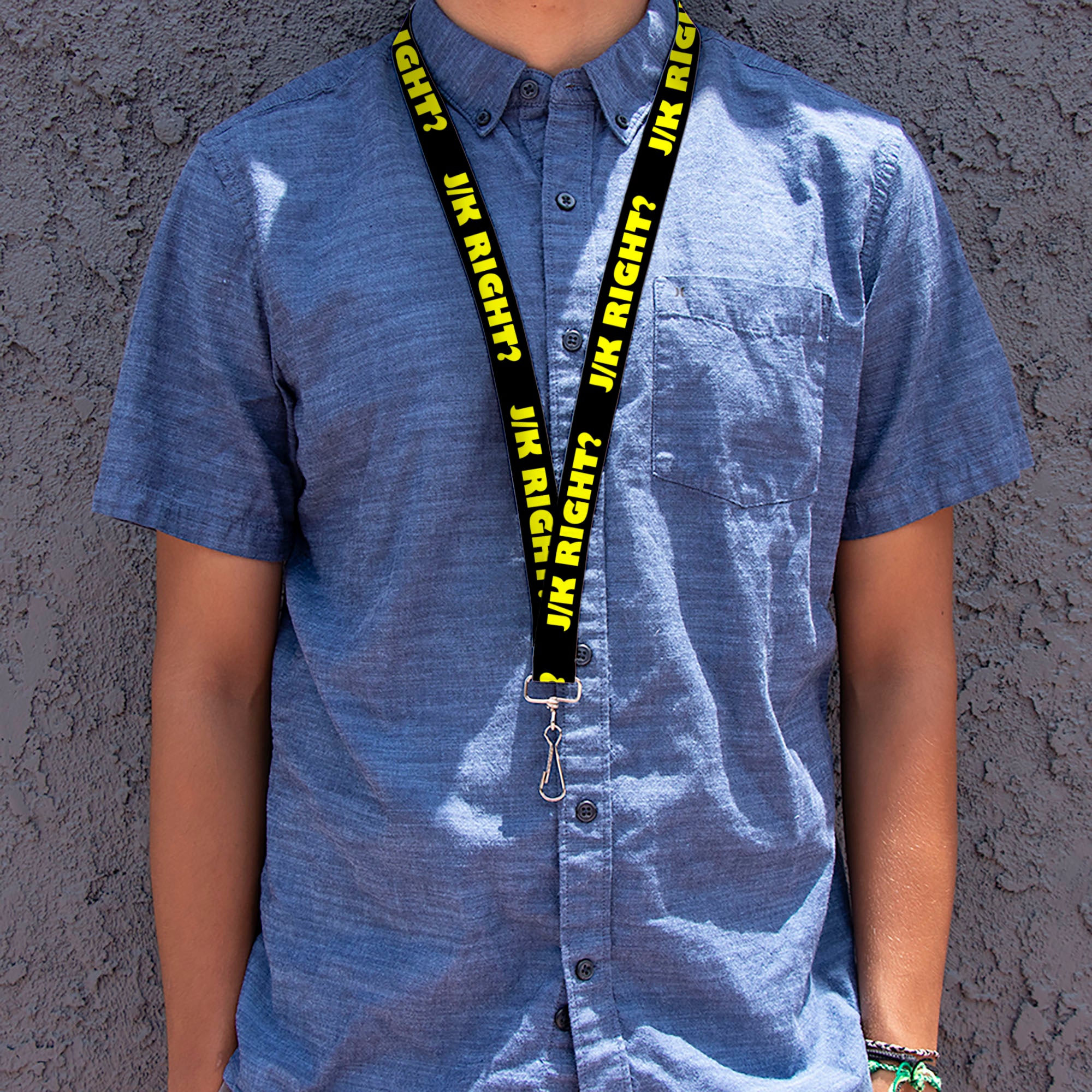 Lanyard - 1.0" - J K RIGHT? Black Yellow Lanyards Buckle-Down