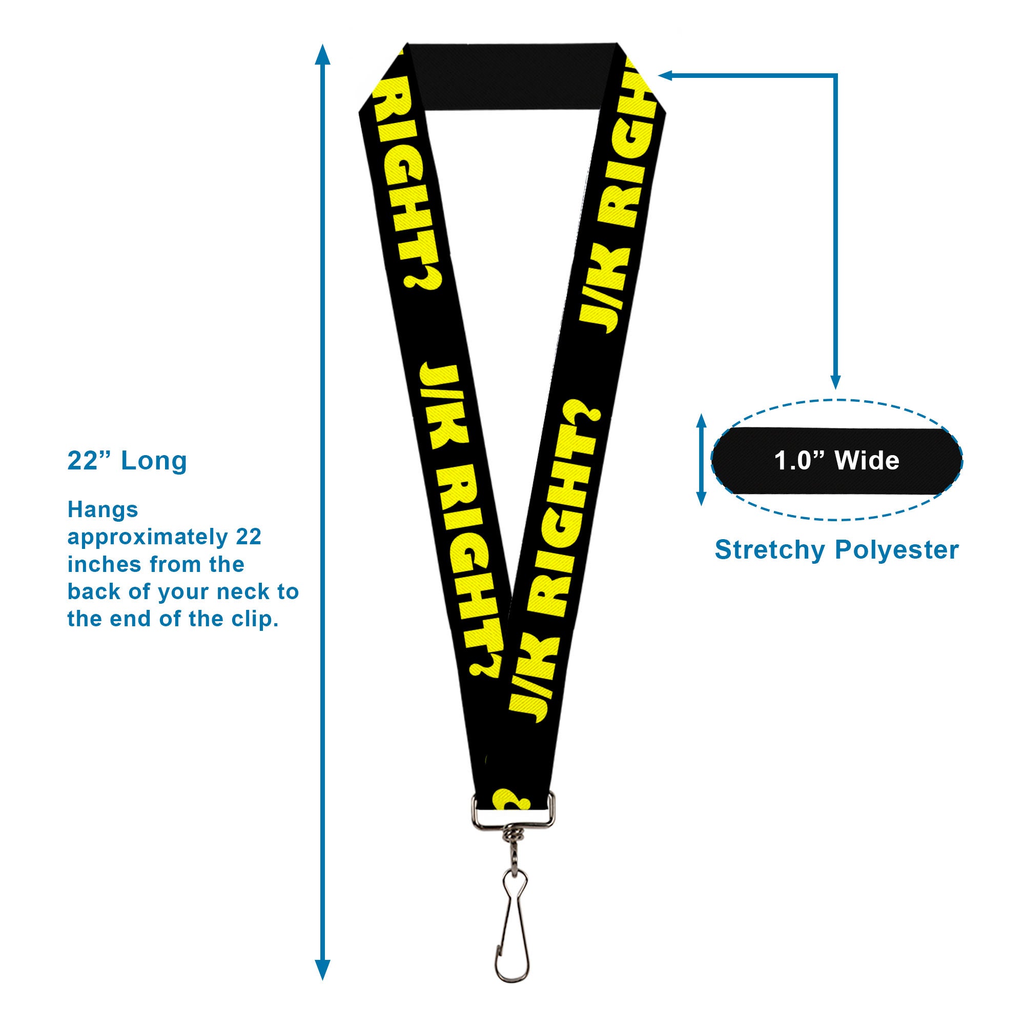 Lanyard - 1.0" - J K RIGHT? Black Yellow Lanyards Buckle-Down