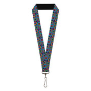 Lanyard - 1.0" - Jagged Rings Teals Fuchsia Yellow Lanyards Buckle-Down
