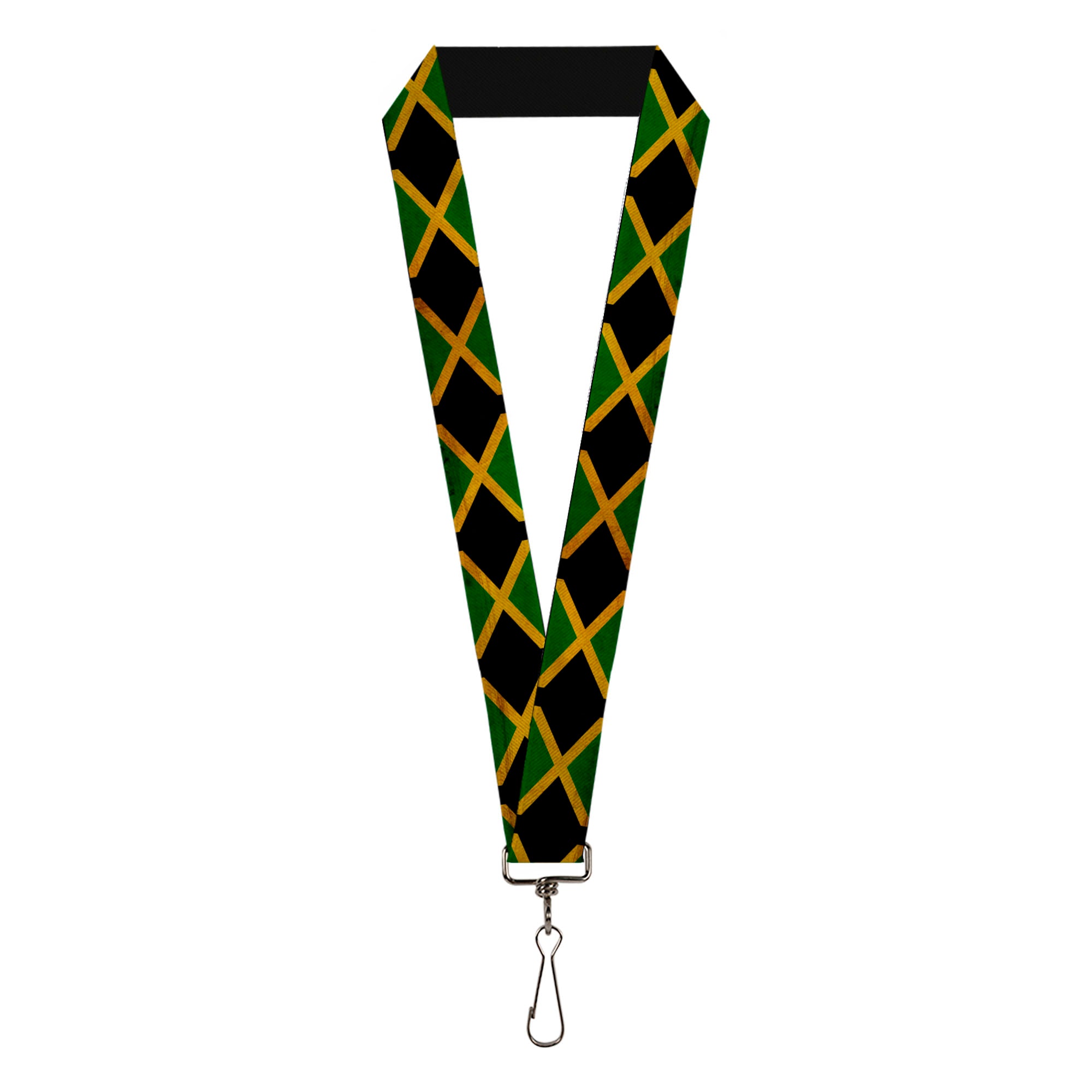 Lanyard - 1.0" - Jamaica Flags Vintage Black Lanyards Buckle-Down