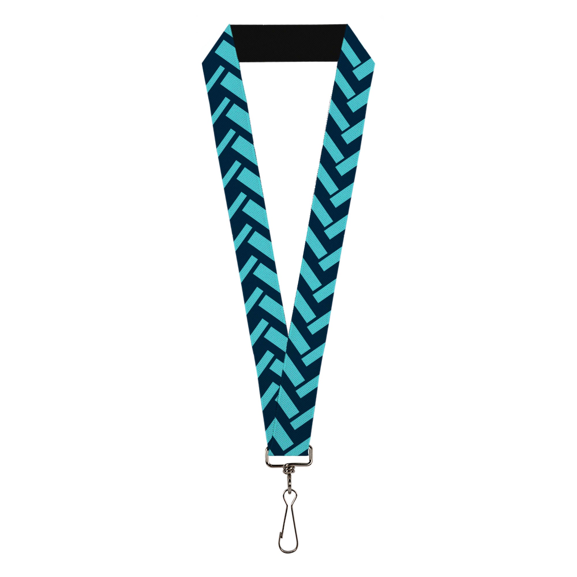 Lanyard - 1.0" - Jagged Chevron Navy Turquoise Lanyards Buckle-Down