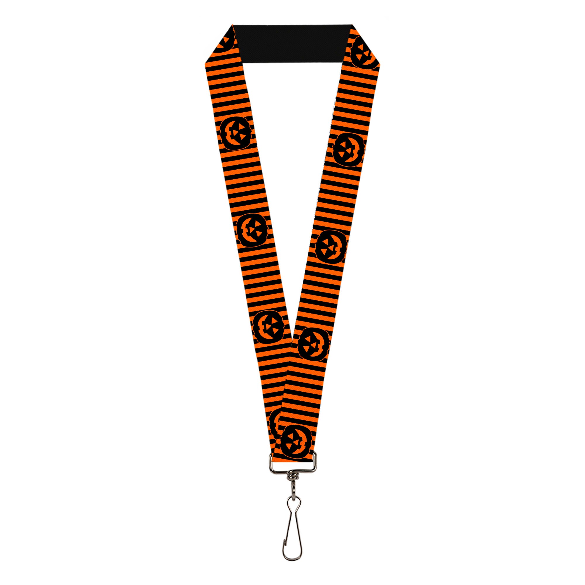 Lanyard - 1.0" - Jack-o'-Lantern Pumpkin Stripe Orange Black Lanyards Buckle-Down