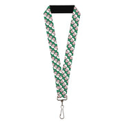 Lanyard - 1.0" - Jolly Santa Claus Christmas Smiling Face Icon Green/Red/White Lanyards Buckle-Down
