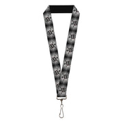 Lanyard - 1.0" - King Skull Blocks Rays Grays Lanyards Buckle-Down