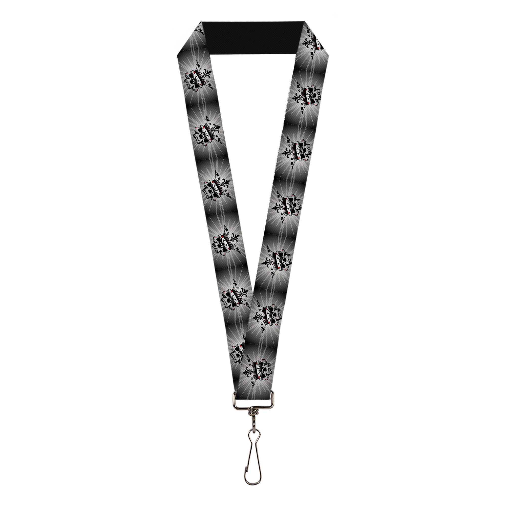 Lanyard - 1.0" - King Skull Blocks Rays Grays Lanyards Buckle-Down