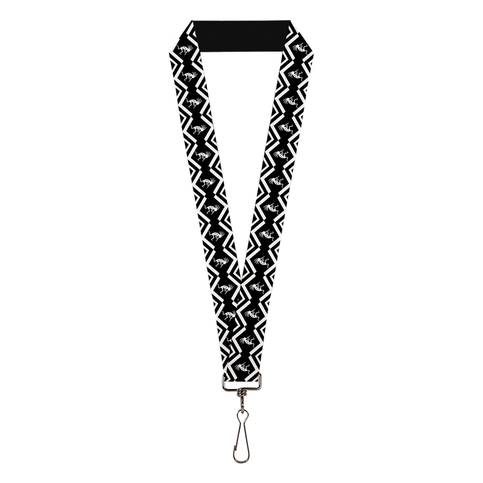 Lanyard - 1.0" - Kokopelli Icon/Tribal Black/White Lanyards Buckle-Down