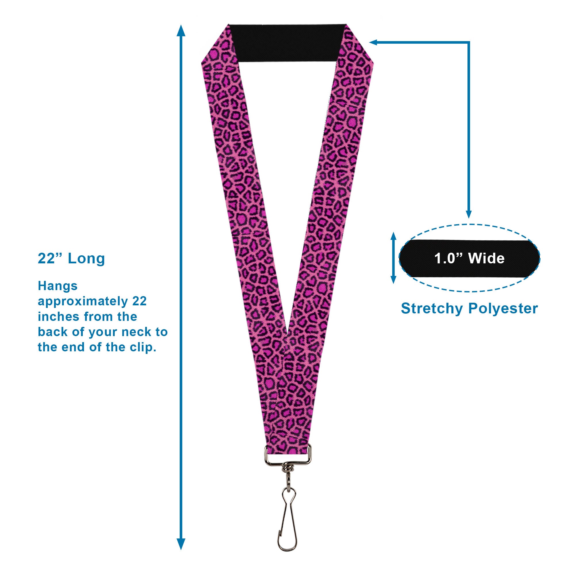 Lanyard - 1.0" - Leopard Pink Fuchsia Lanyards Buckle-Down