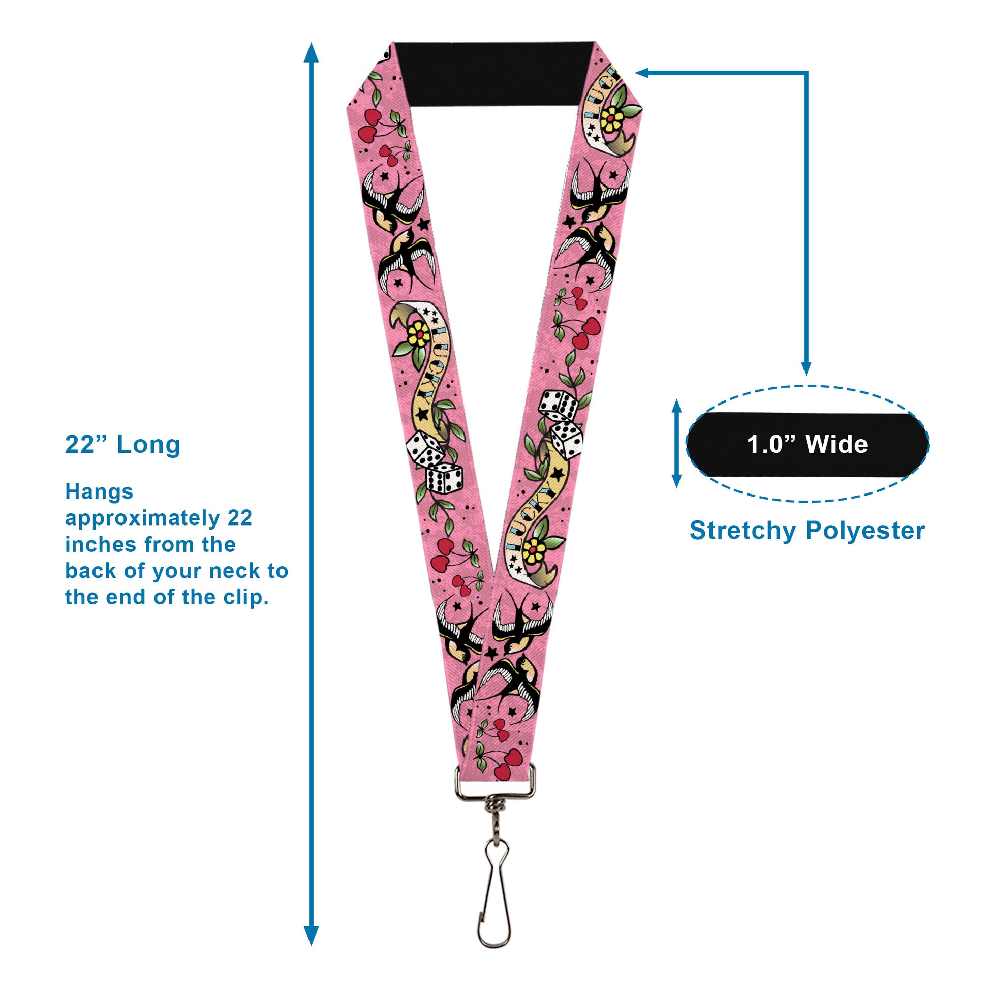 Lanyard - 1.0" - Lucky Pink Lanyards Buckle-Down