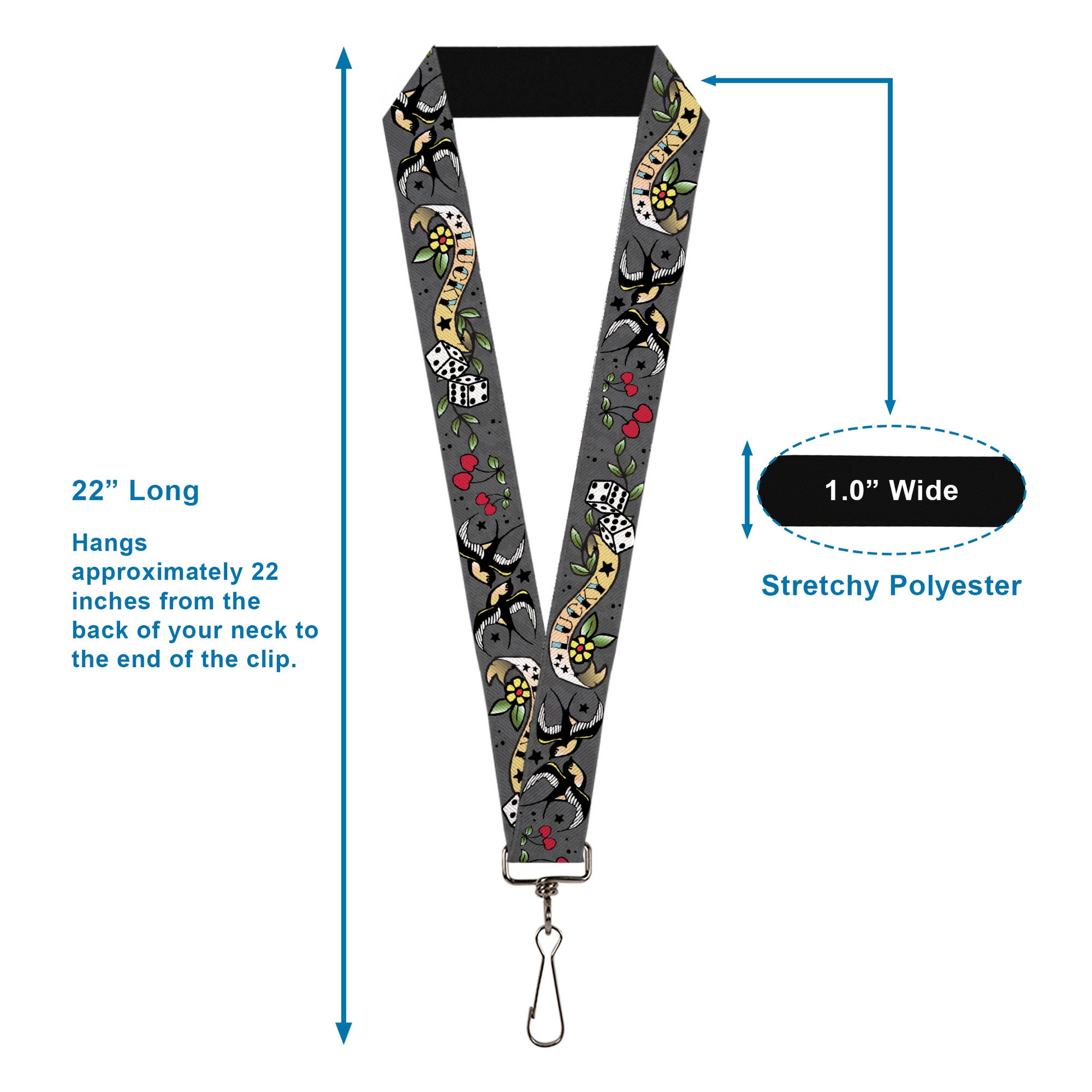 Lanyard - 1.0" - Lucky Gray Lanyards Buckle-Down
