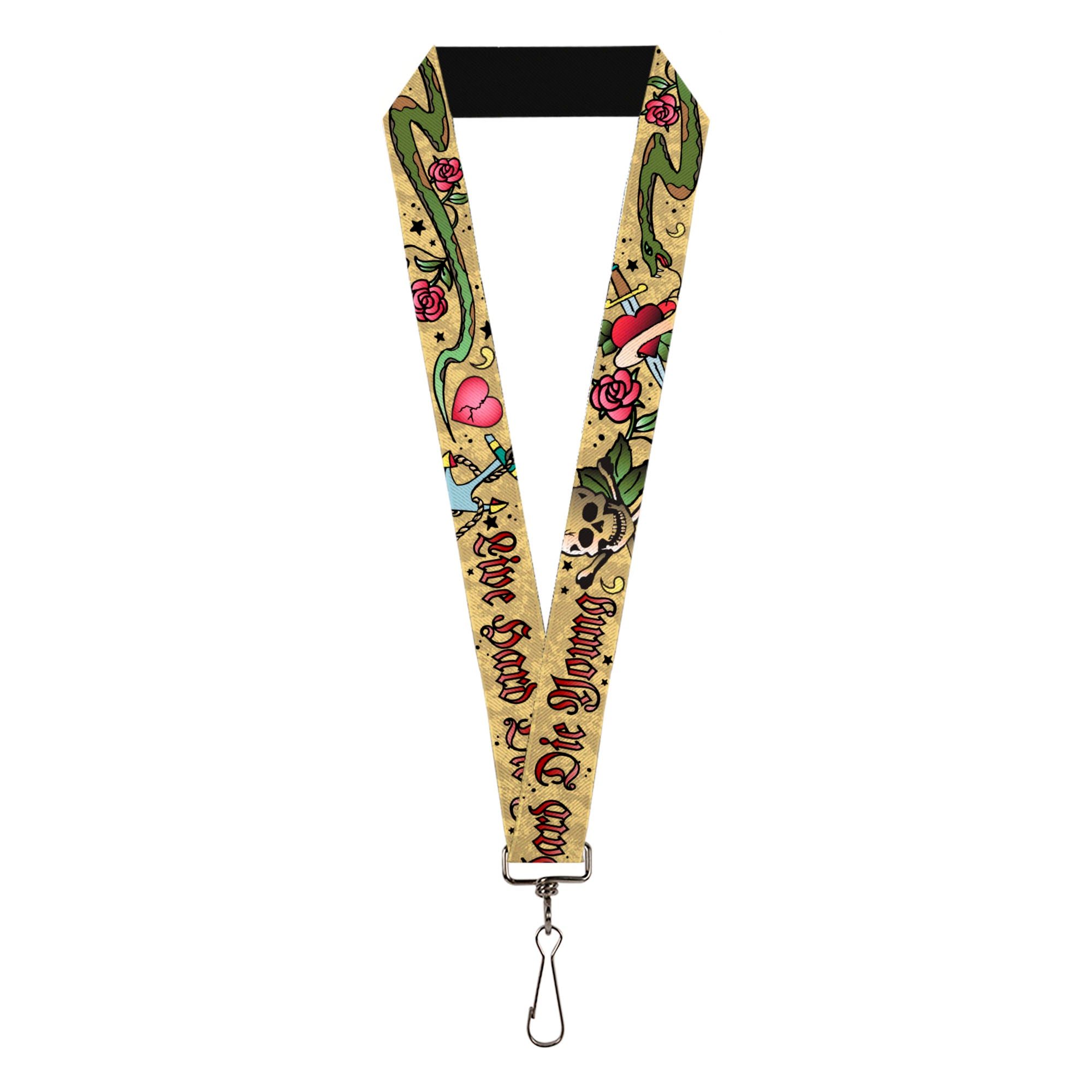 Lanyard - 1.0" - Live Hard Die Young Tan Lanyards Buckle-Down
