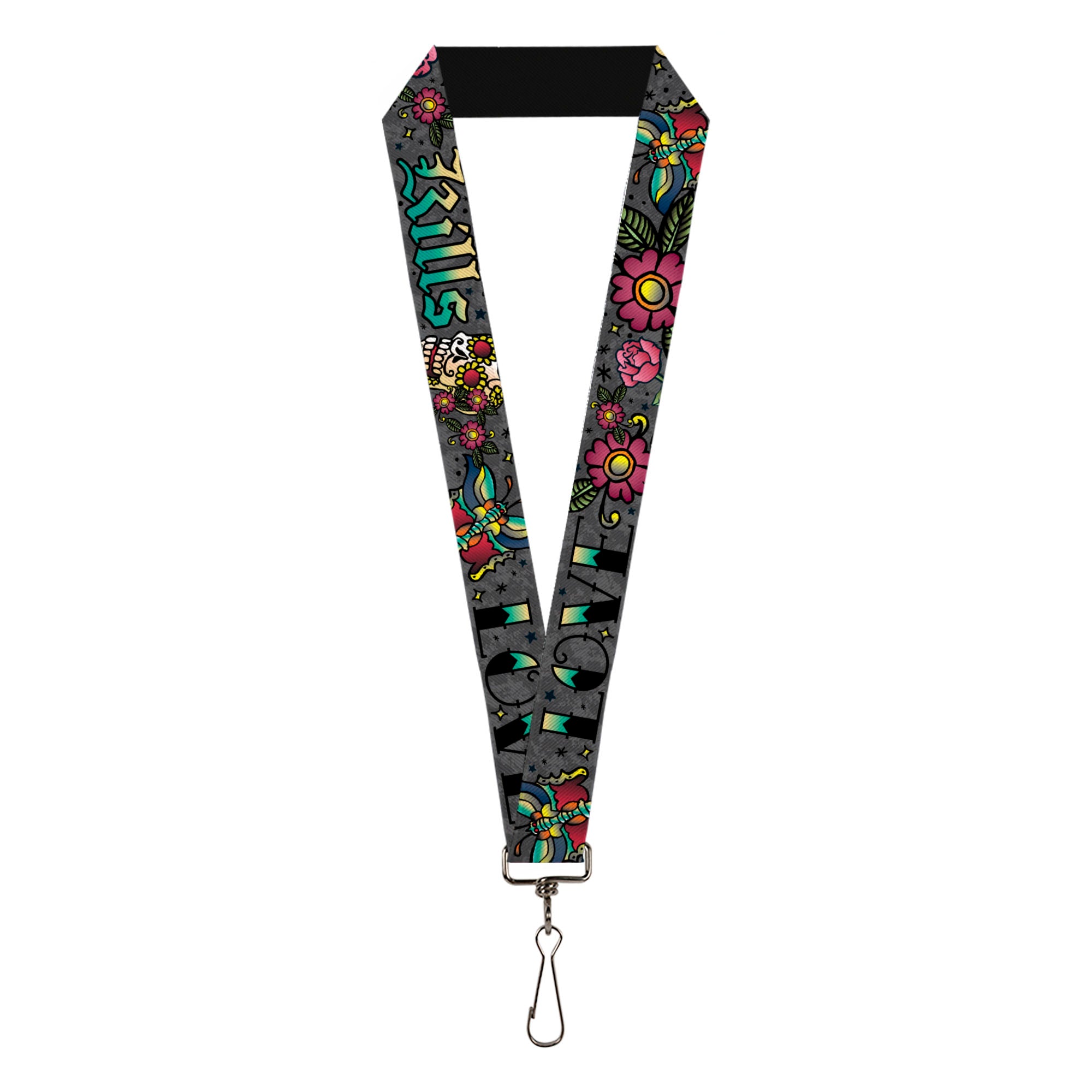 Lanyard - 1.0" - Love Kills Gray Lanyards Buckle-Down