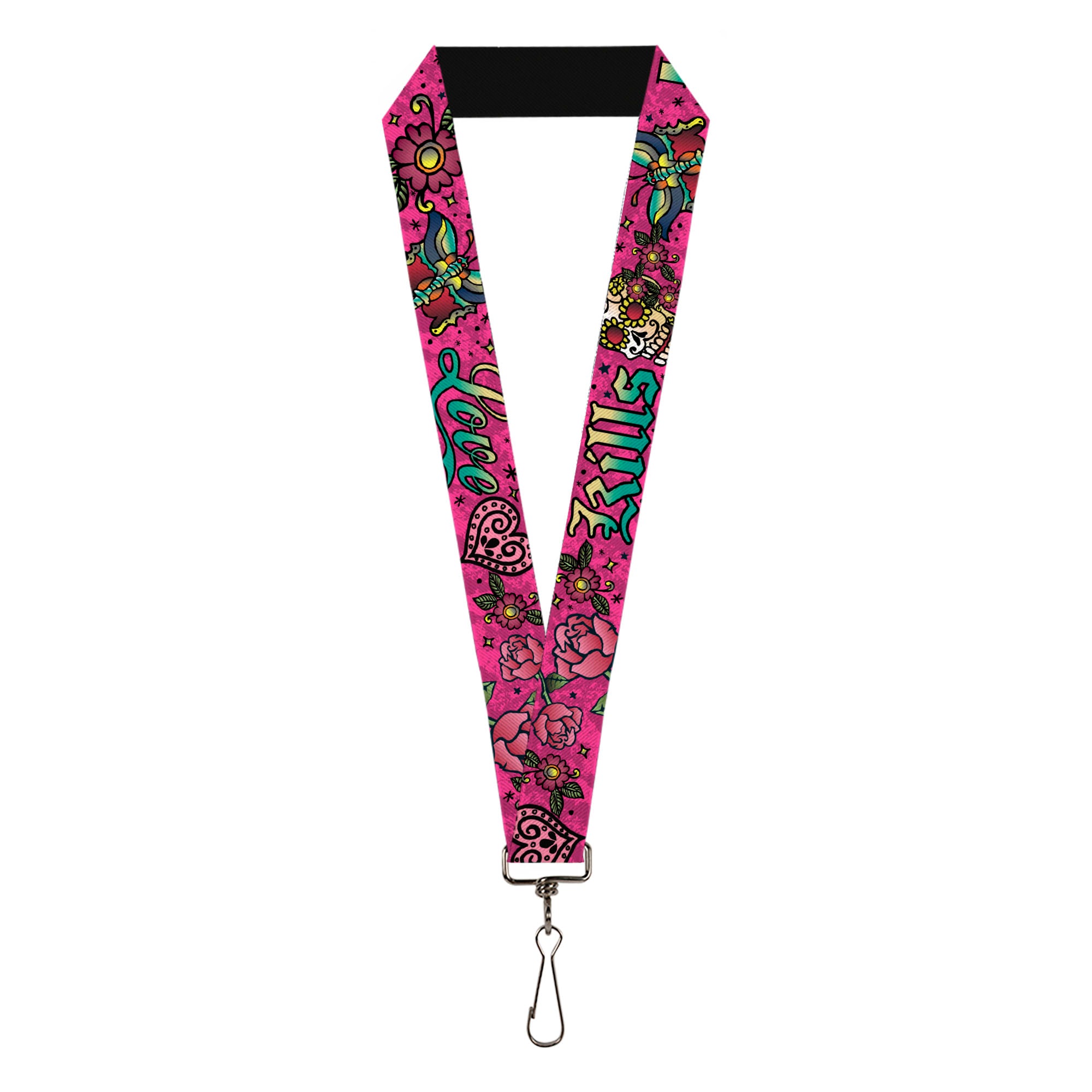 Lanyard - 1.0" - Love Kills Pink Lanyards Buckle-Down