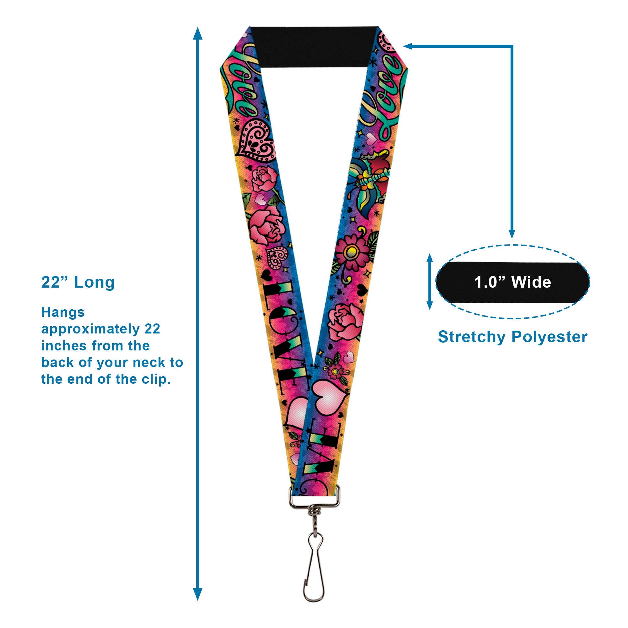 Lanyard - 1.0" - Love Love Purple Lanyards Buckle-Down