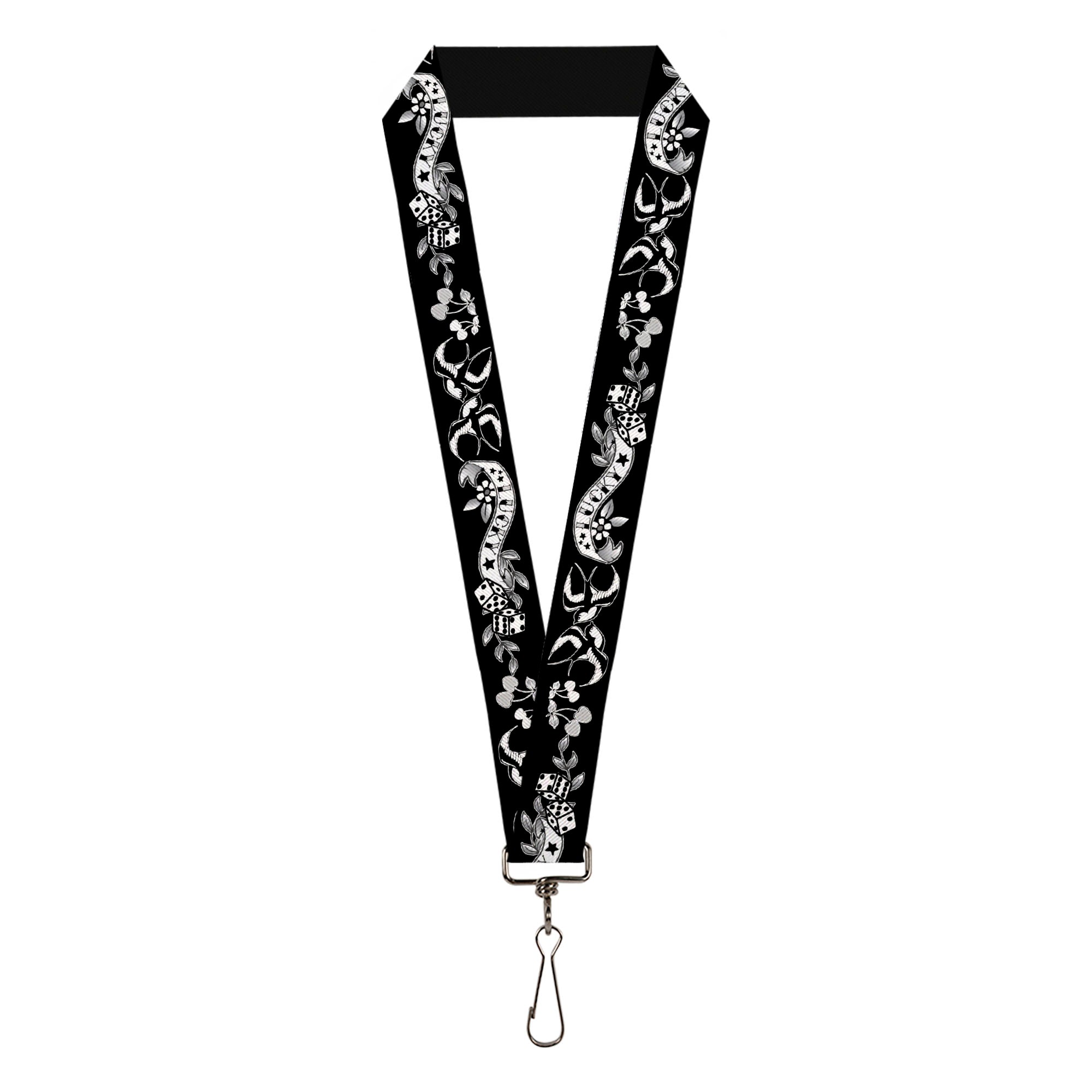 Lanyard - 1.0" - Lucky Black White Lanyards Buckle-Down