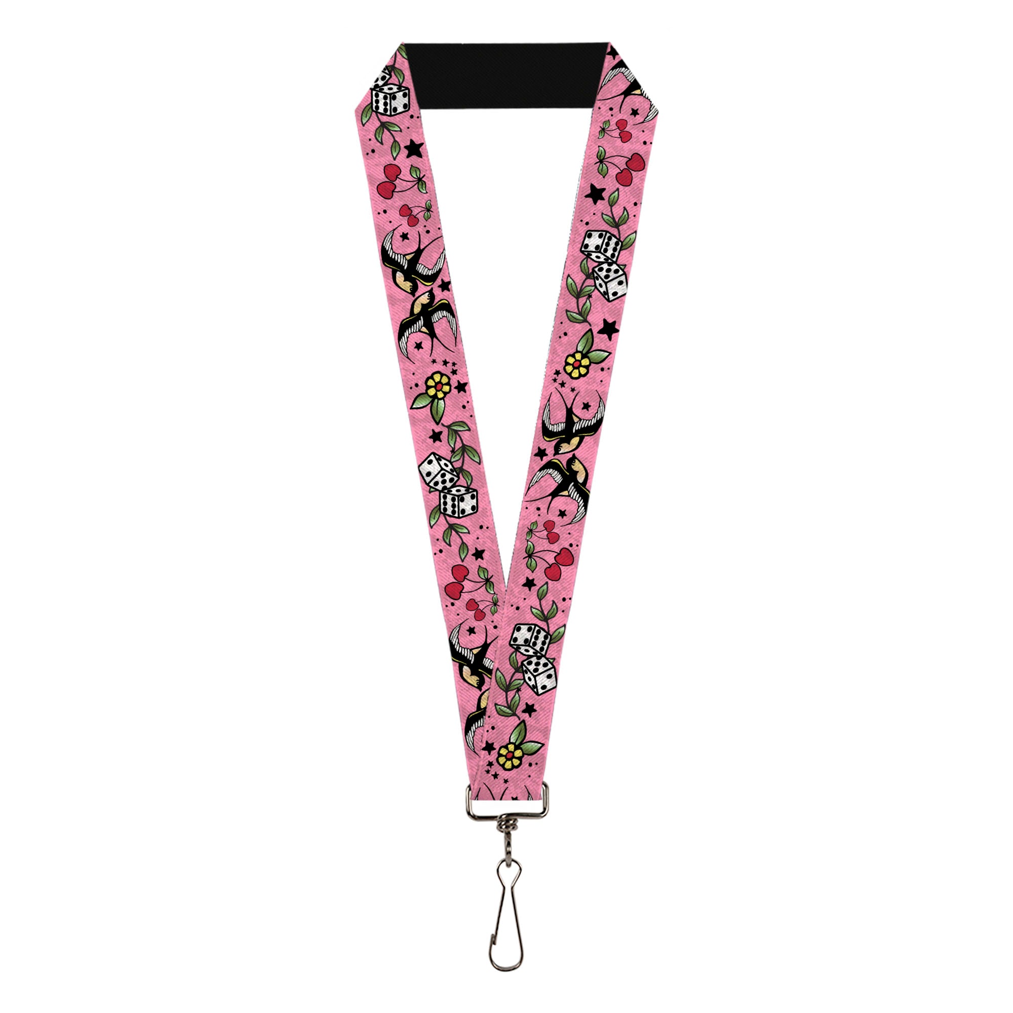 Lanyard - 1.0" - Lucky CLOSE-UP Pink Lanyards Buckle-Down