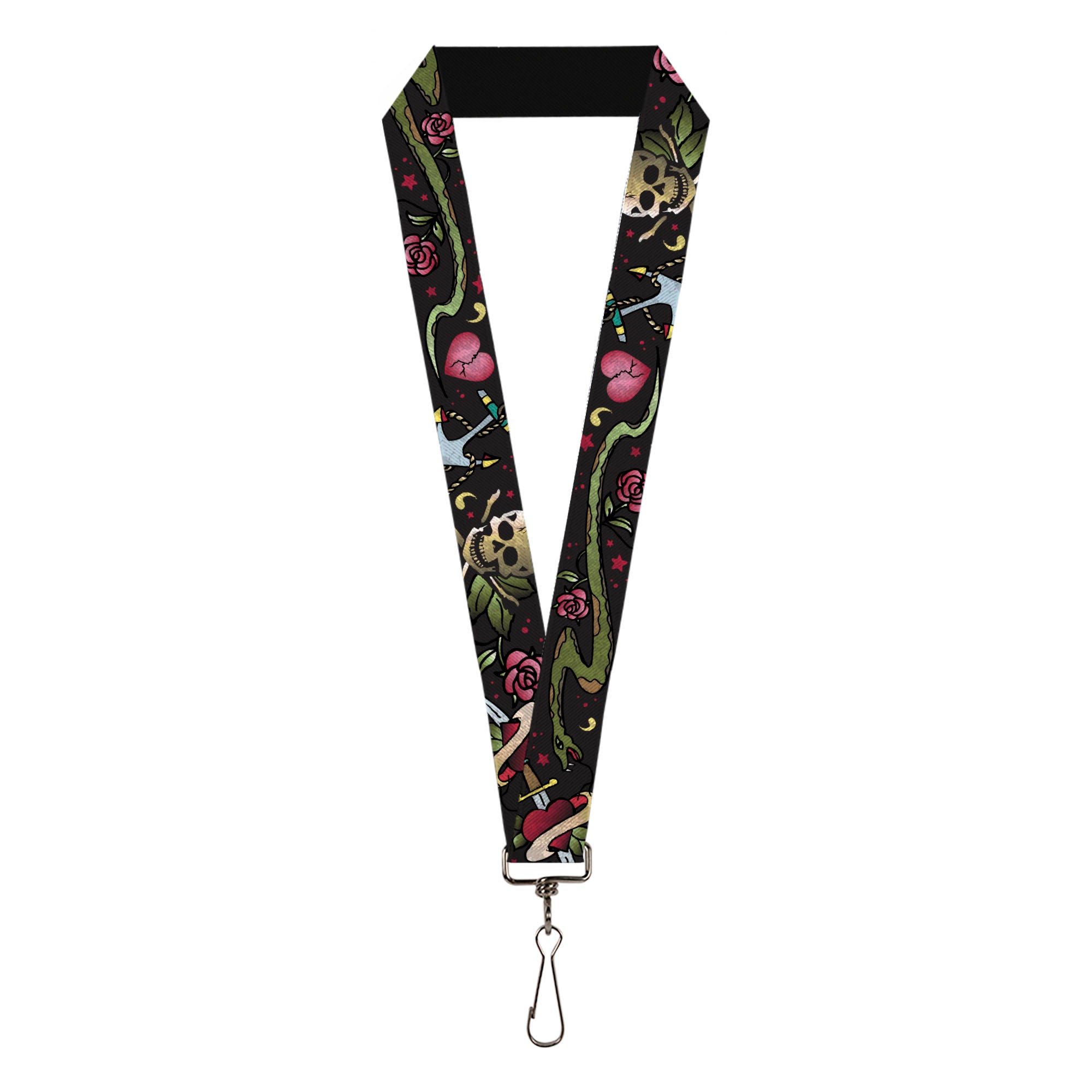 Lanyard - 1.0" - Live Hard Die Young CLOSE-UP Black Lanyards Buckle-Down