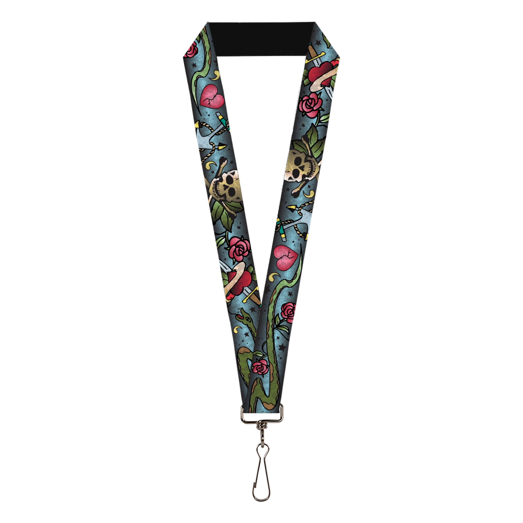 Lanyard - 1.0" - Live Hard Die Young CLOSE-UP Turquoise Lanyards Buckle-Down