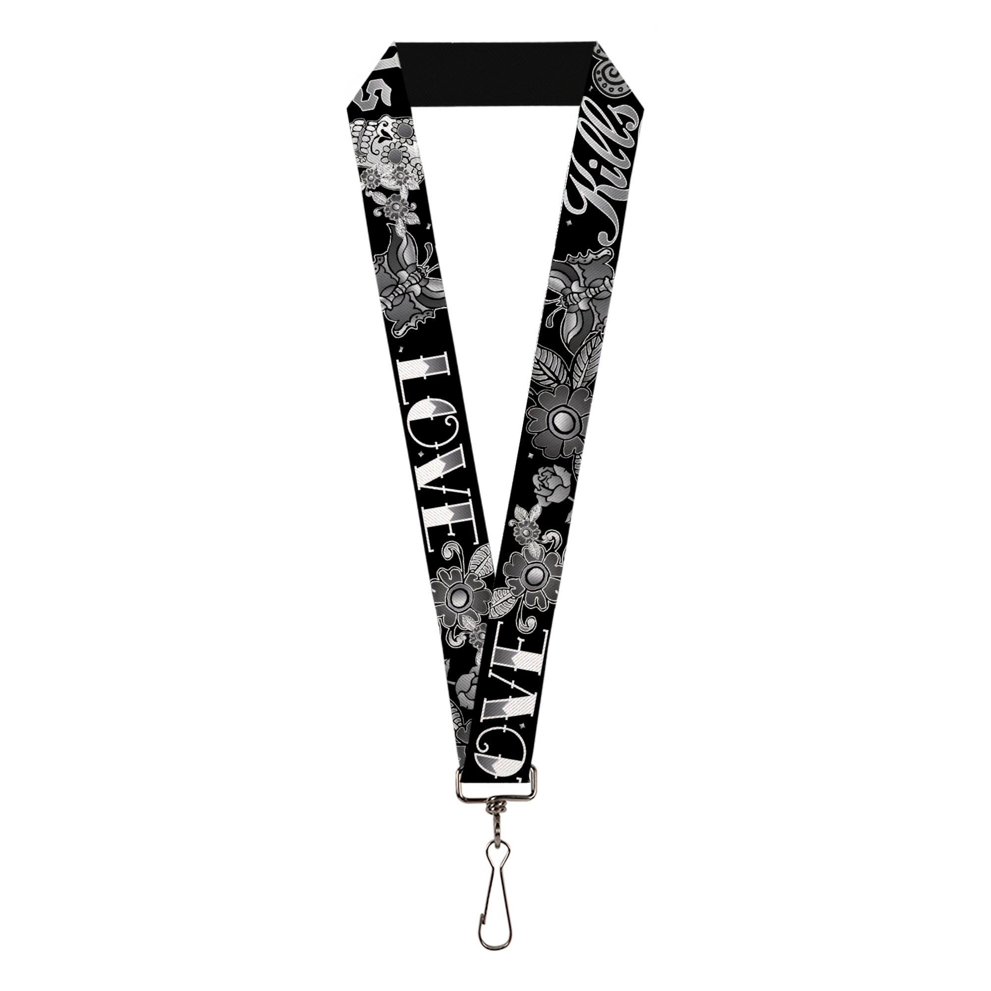 Lanyard - 1.0" - Love Kills Black White Lanyards Buckle-Down
